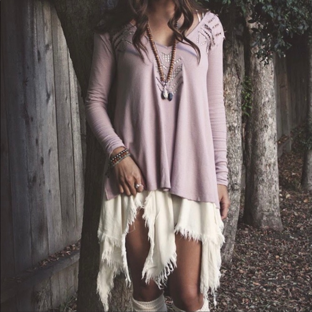 Free People Moonrise Cutwork Thermal In Lilac S